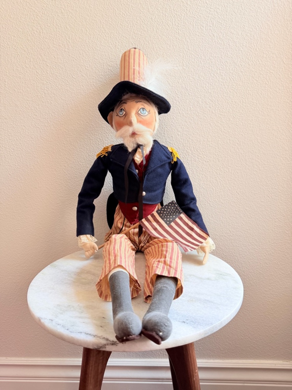 Joe Spencer Uncle Sam 32" Primitive Folk Art Patriotic Doll